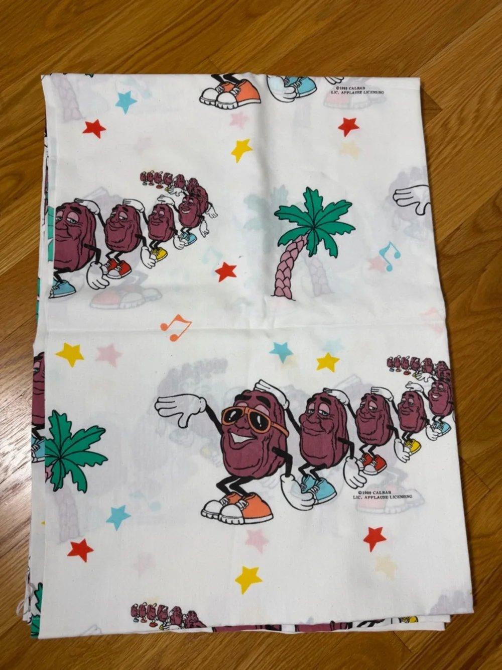 Vintage California Raisins 1988 Twin Sheet Set Flat Fitted Pillowcase